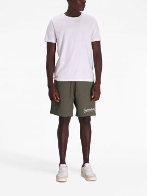 Shorts de sport brodeés en coton Emporio Armani vert