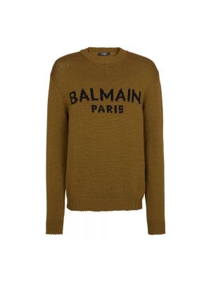 Sweter Balmain brązowy