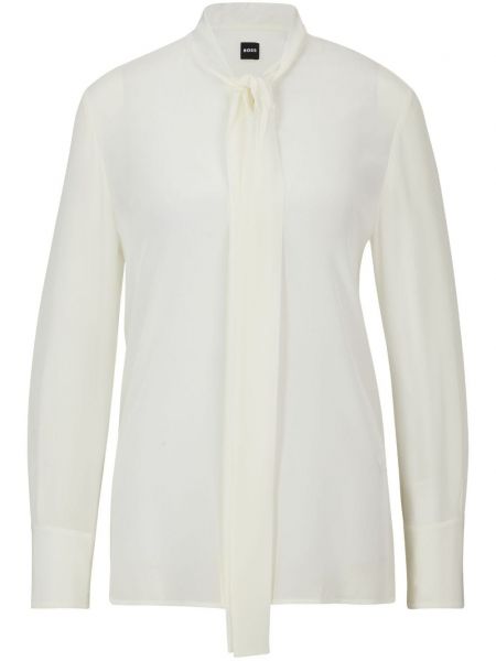 Копринена блуза Boss бяло