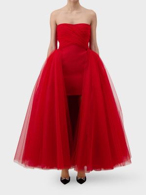 Sukienka mini tiulowa asymetryczna Giambattista Valli czerwona