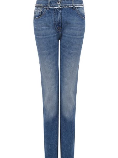 Прямые джинсы с потертостями Valentino голубые