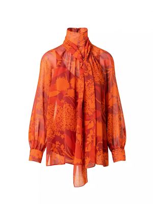 Блузка из шелкового жоржета с цветочным узором Авраама Akris красный
