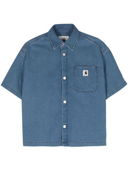 Rifľová košeľa Carhartt Wip modrá