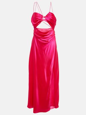 Asymetrické hodvábne saténové dlouhé šaty The Sei ružová