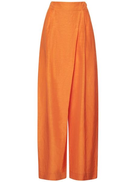 Kalhoty s vysokým pasem relaxed fit Alberta Ferretti oranžové