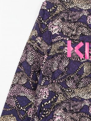 Plisované šaty s potiskem Kenzo Kids fialové