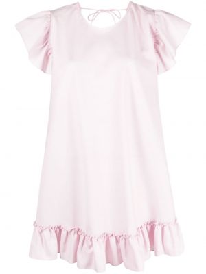 Pamučna mini haljina s volanima Pnk ružičasta