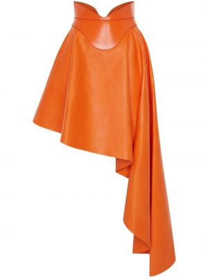 Асиметрична кожена пола Alexander Mcqueen оранжево