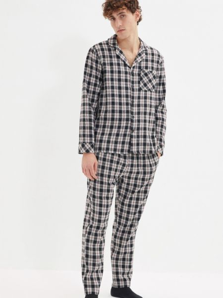 Kostkované pyžamo Trendyol šedé