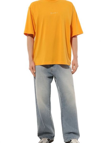 Хлопковая футболка Marni оранжевая