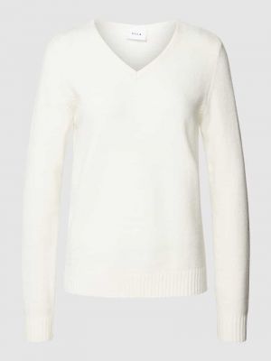 Dzianinowy sweter z dekoltem w serek Vila biały