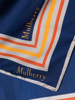 Raštuotas šilkinis šalikas Mulberry mėlyna