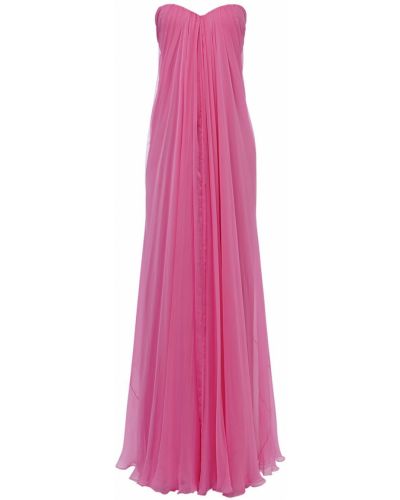 Hedvábné večerní šaty Alexander Mcqueen růžové