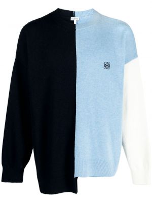 Asymetrický vlnený sveter s výšivkou Loewe
