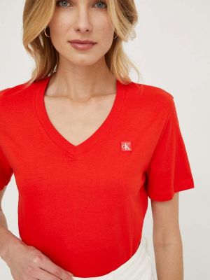 Koszulka bawełniana Calvin Klein Jeans czerwona