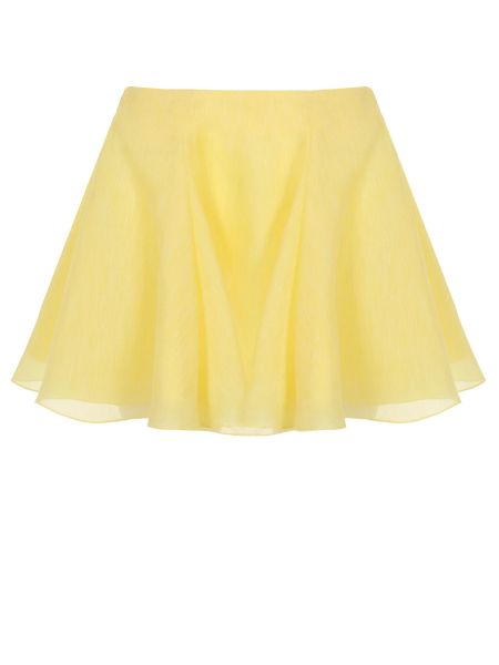 Шелковая льняная юбка мини Yvon желтая
