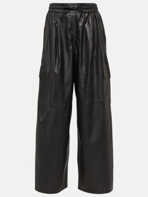 Pantaloni di pelle Yves Salomon nero