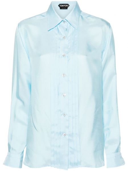 Плисирана копринена риза Tom Ford