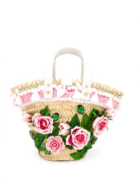 Bolso shopper con apliques Dolce & Gabbana rosa