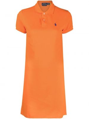 Мини рокля на цветя с принт бродирана Polo Ralph Lauren оранжево