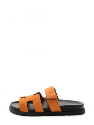 Sandales en suède Hermès marron