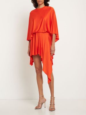 Drapované viskózové saténové mini sukně Stella Mccartney oranžové