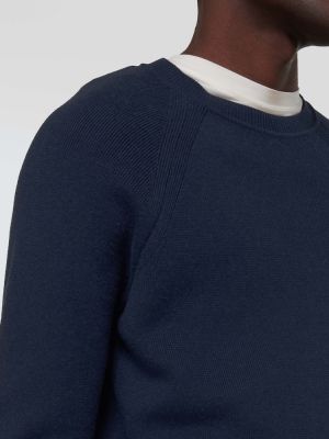 Bavlněný hedvábný vlněný svetr Tom Ford modrý
