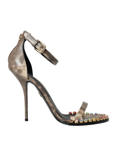 Sandały skórzane w wężowy wzór Dolce And Gabbana