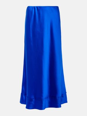 Hodvábna saténová midi sukňa Lee Mathews modrá