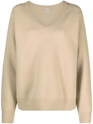 Pletený sveter s výstrihom do v Totême béžová