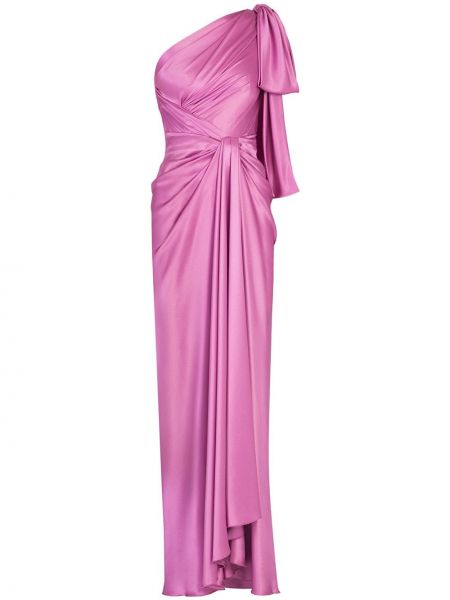 Svilena večernja haljina s mašnom Dolce & Gabbana ružičasta