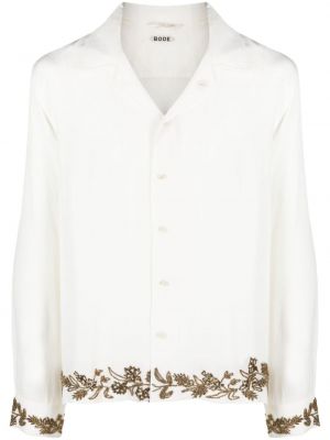 Jedwabna koszula z koralikami w kwiatki Bode biała
