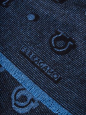 Žakárový hedvábný šál Ferragamo modrý