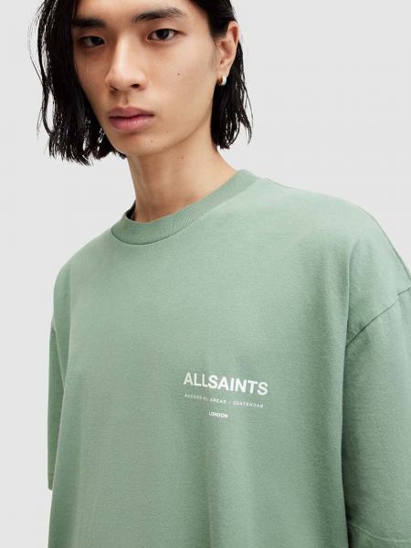 Koszulka bawełniana z nadrukiem Allsaints zielona