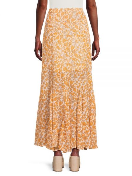 Длинная юбка в цветочек с принтом Free People желтая