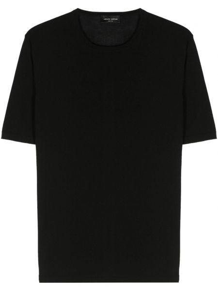 Βαμβακερή μπλούζα Roberto Collina μαύρο