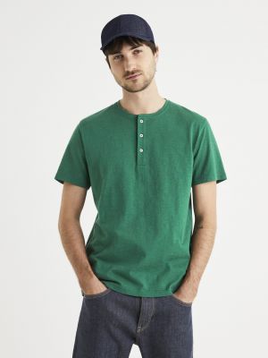 Памучна тениска Celio зелено