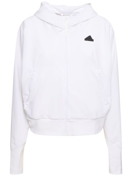 Kapučdžemperis ar rāvējslēdzēju Adidas Performance balts
