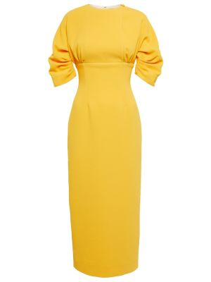 Midi šaty z polyesteru Emilia Wickstead - žlutá