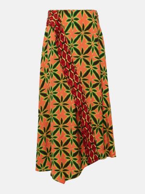 Długa spódnica z falbankami z krepy Ulla Johnson pomarańczowa