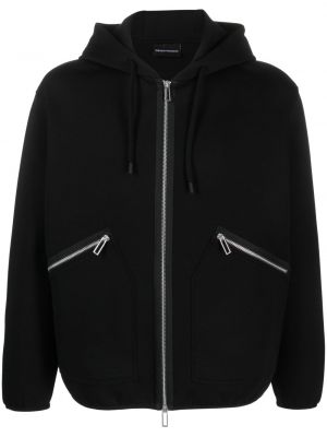 Mikina s kapucí na zip Emporio Armani černá