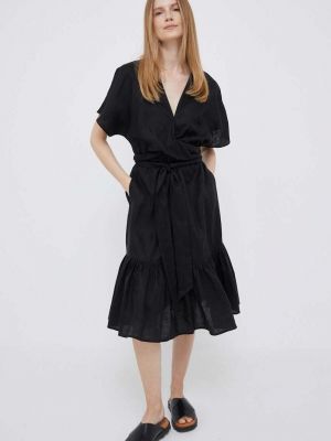 Lanena mini haljina Lauren Ralph Lauren crna