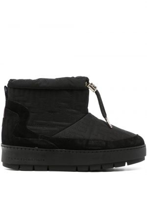 Žakárové sněžné boty na platformě Tommy Hilfiger černé