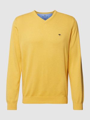 Sweter z dekoltem w serek Fynch-hatton żółty