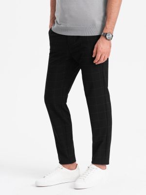 Kostkované klasické kalhoty Ombre černé