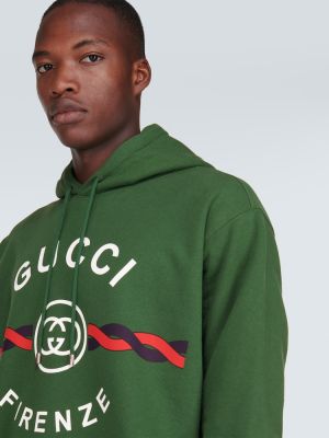 Bombažna jopa s kapuco Gucci zelena
