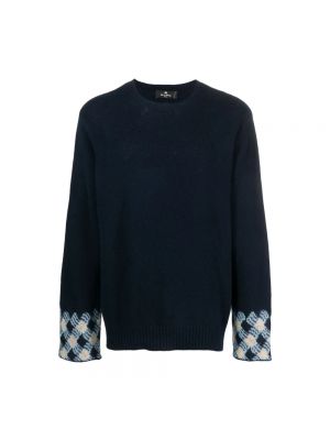 Dzianinowy sweter Etro niebieski