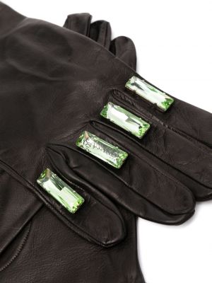 Leder handschuh mit kristallen Canaku schwarz