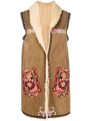 Brodert pelsvest Etro brun