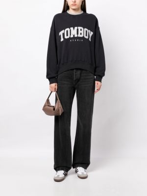 Džemperis bez kapuces ar apdruku Studio Tomboy melns